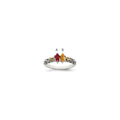 Sterling Silver Antiqued w/14k 2-stone w/Diamond Mother's Ring