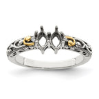Sterling Silver Antiqued w/14k 2-stone w/Diamond Mother's Ring