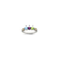 Sterling Silver Antiqued w/14k 3-stone w/Diamond Mother's Ring