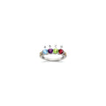 Sterling Silver Antiqued w/14k 4-stone w/Diamond Mother's Ring