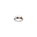 Sterling Silver Antiqued w/14k 4-stone w/Diamond Mother's Ring