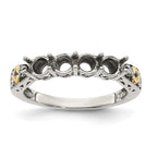 Sterling Silver Antiqued w/14k 4-stone w/Diamond Mother's Ring