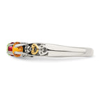 Sterling Silver Antiqued w/14k 5-stone w/Diamond Mother's Ring