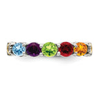 Sterling Silver Antiqued w/14k 5-stone w/Diamond Mother's Ring