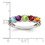 Sterling Silver Antiqued w/14k 5-stone w/Diamond Mother's Ring