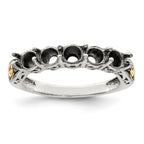 Sterling Silver Antiqued w/14k 5-stone w/Diamond Mother's Ring