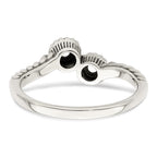 Sterling Silver Antiqued w/14k 2-stone w/Diamond Mother's Ring