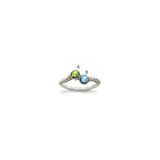 Sterling Silver Antiqued w/14k 2-stone w/Diamond Mother's Ring