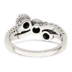Sterling Silver Antiqued w/14k 3-stone w/Diamond Mother's Ring