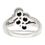Sterling Silver Antiqued w/14k 4-stone w/Diamond Mother's Ring