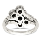 Sterling Silver Antiqued w/14k 5-stone w/Diamond Mother's Ring