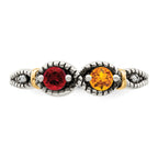 Sterling Silver Antiqued w/14k 2-stone w/Diamond Mother's Ring