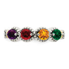 Sterling Silver Antiqued w/14k 4-stone w/Diamond Mother's Ring