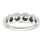 Sterling Silver Antiqued w/14k 4-stone w/Diamond Mother's Ring