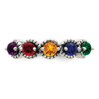 Sterling Silver Antiqued w/14k 5-stone w/Diamond Mother's Ring