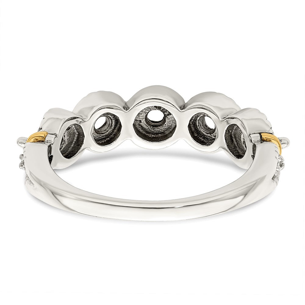 Sterling Silver Antiqued w/14k 5-stone w/Diamond Mother's Ring