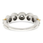 Sterling Silver Antiqued w/14k 5-stone w/Diamond Mother's Ring