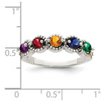Sterling Silver Antiqued w/14k 5-stone w/Diamond Mother's Ring