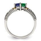 Sterling Silver Antiqued w/14k 2-stone w/Diamond Mother's Ring