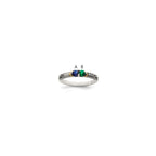 Sterling Silver Antiqued w/14k 2-stone w/Diamond Mother's Ring