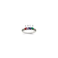 Sterling Silver Antiqued w/14k 4-stone w/Diamond Mother's Ring