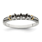 Sterling Silver Antiqued w/14k 4-stone w/Diamond Mother's Ring