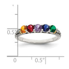 Sterling Silver Antiqued w/14k 5-stone w/Diamond Mother's Ring