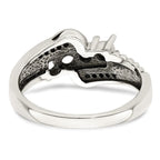 Sterling Silver Antiqued w/14k 4-stone w/Diamond Mother's Ring