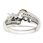 Sterling Silver Antiqued w/14k 5-stone w/Diamond Mother's Ring