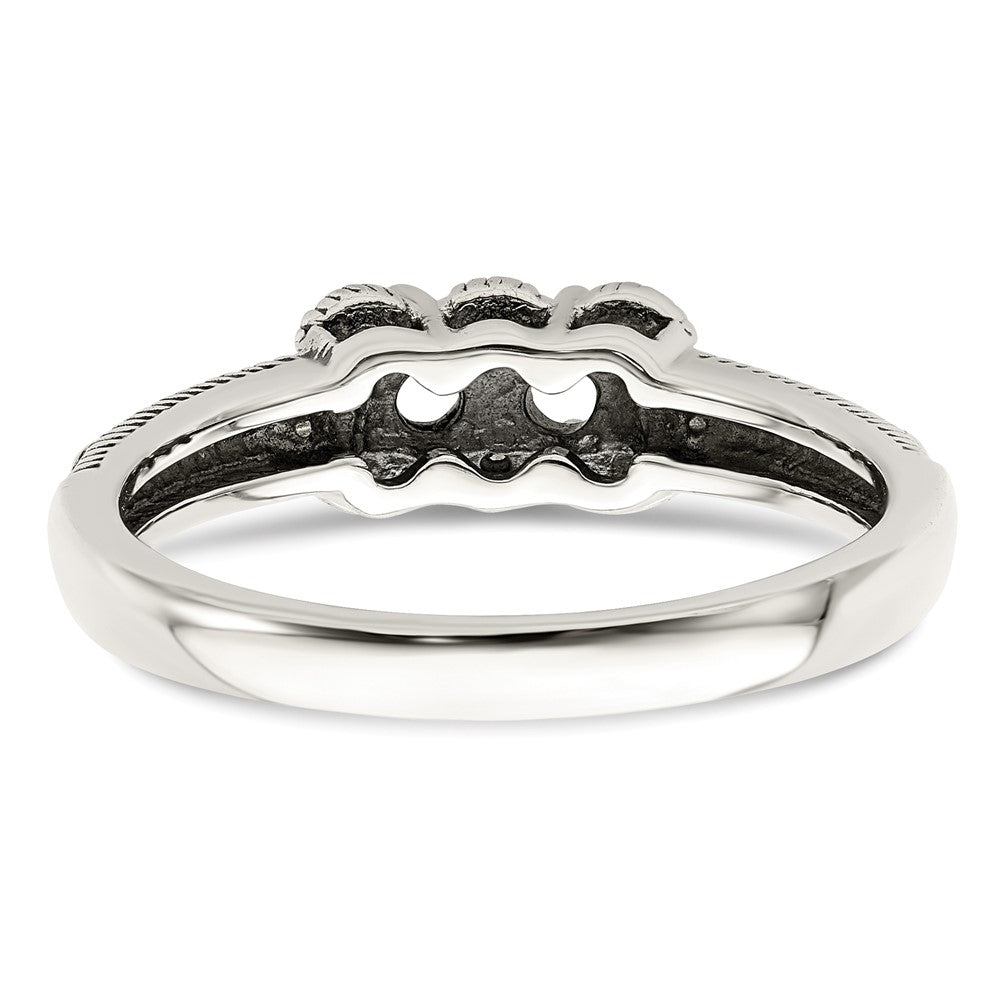 Sterling Silver Antiqued w/14k 2-stone w/Diamond Mother's Ring