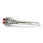 Sterling Silver Antiqued w/14k 3-stone w/Diamond Mother's Ring