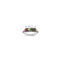Sterling Silver Antiqued w/14k 4-stone w/Diamond Mother's Ring