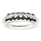 Sterling Silver Antiqued w/14k 5-stone w/Diamond Mother's Ring