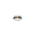 Sterling Silver Antiqued w/14k 5-stone w/Diamond Mother's Ring