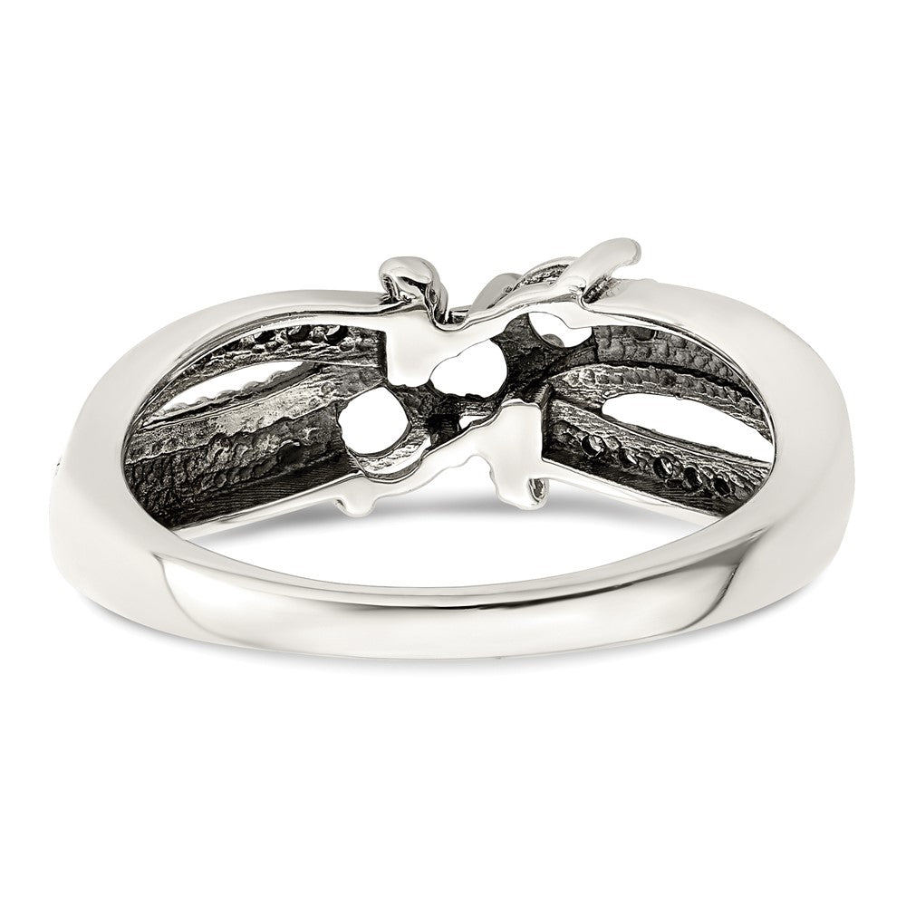 Sterling Silver Antiqued w/14k 3-stone w/Diamond Mother's Ring