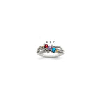 Sterling Silver Antiqued w/14k 3-stone w/Diamond Mother's Ring