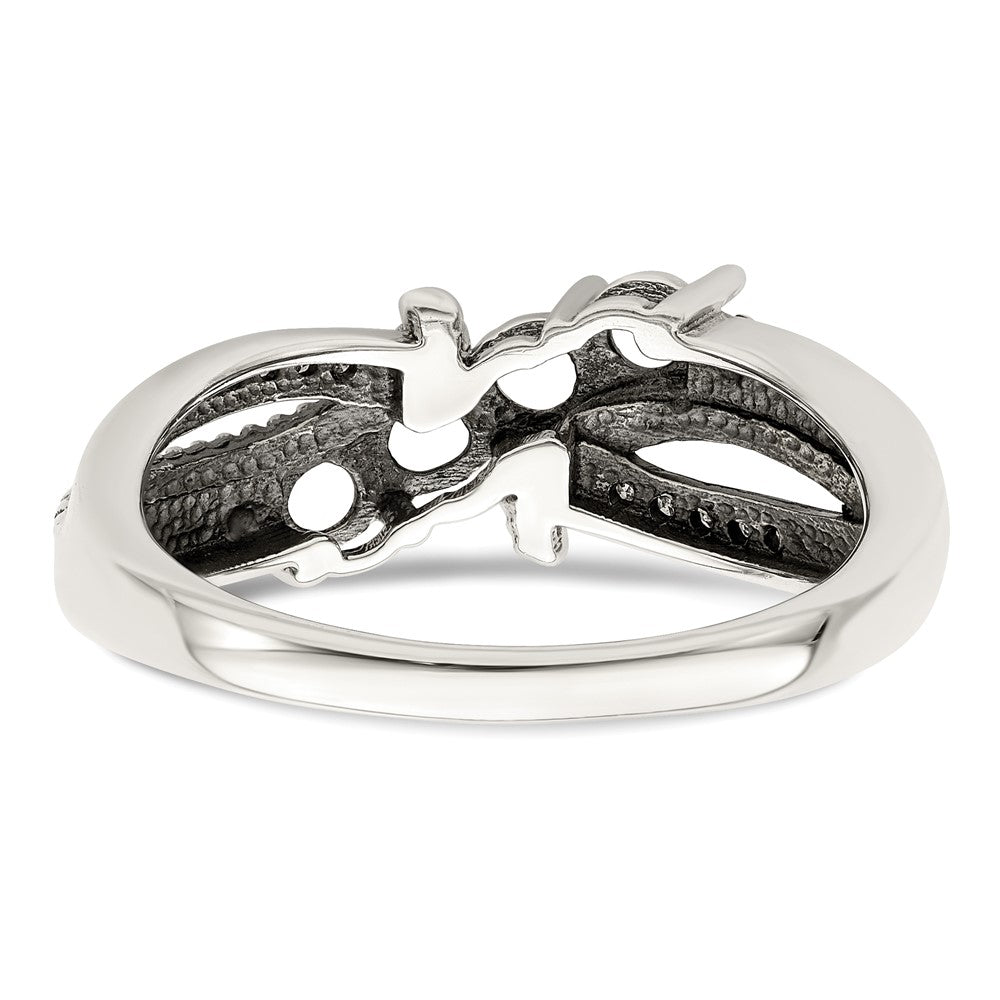 Sterling Silver Antiqued w/14k 4-stone w/Diamond Mother's Ring