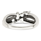 Sterling Silver Antiqued w/14k 4-stone w/Diamond Mother's Ring