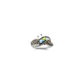 Sterling Silver Antiqued w/14k 2-stone w/Diamond Mother's Ring