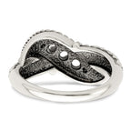 Sterling Silver Antiqued w/14k 3-stone w/Diamond Mother's Ring
