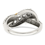 Sterling Silver Antiqued w/14k 4-stone w/Diamond Mother's Ring