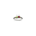 Sterling Silver Antiqued w/14k 2-stone Mother's Ring