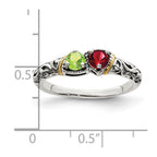 Sterling Silver Antiqued w/14k 2-stone Mother's Ring