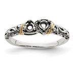 Sterling Silver Antiqued w/14k 2-stone Mother's Ring