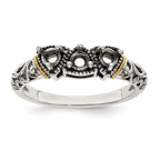 Sterling Silver Antiqued w/14k 3-stone Mother's Ring