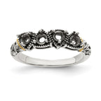 Sterling Silver Antiqued w/14k 4-stone Mother's Ring