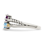 Sterling Silver Antiqued w/14k 2-stone Mother's Ring
