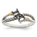 Sterling Silver Antiqued w/14k 2-stone Mother's Ring