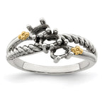 Sterling Silver Antiqued w/14k 3-stone Mother's Ring