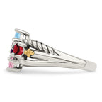 Sterling Silver Antiqued w/14k 4-stone Mother's Ring